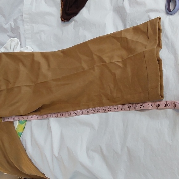 Bachrach Mens Tan Pleated /Cuffed Hem Dress  Office Trousers Silk Wool Sz.35X30 - Picture 10 of 13